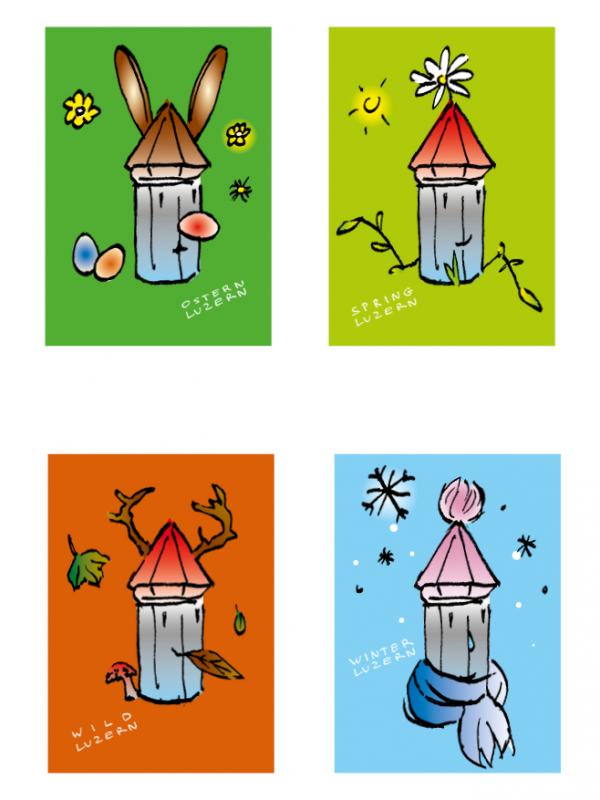 Postkarten-Serie Wasserturm